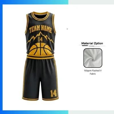 Custom Flashed V Fabric Basketball Uniform Kit with 150GSM Flashed V Fabric