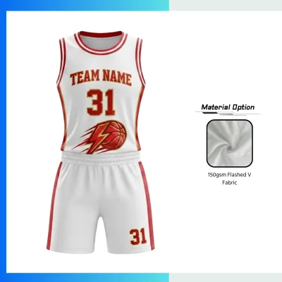 Custom Women’s Basketball Uniform Kits with  150GSM Flashed V Fabric