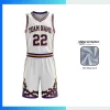 Custom V-Neck Basketball Uniform Kits with 50D 100G Mesh