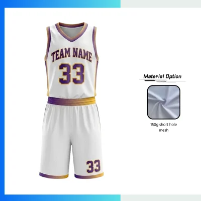 Custom V-Neck Basketball Uniform Kits with 150G Short Hole Mesh