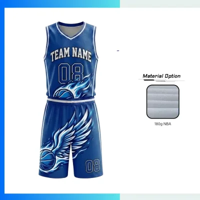 Custom V-Neck Basketball Uniform Kits with  180G NBA-Style Fabric
