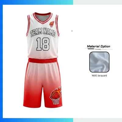 Custom V-Neck Basketball Uniform Kits with 160G Jacquard