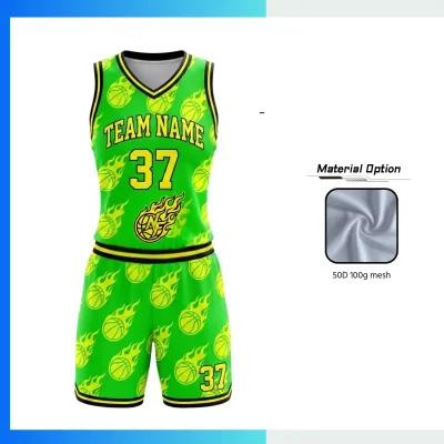 Custom Women’s V-Neck Basketball Uniform Kits with 50D 100G Mesh