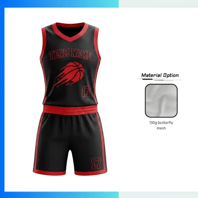 Custom Women’s V-Neck Basketball Uniform Kits with 130G Butterfly Mesh