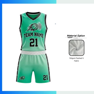 Custom Women’s V-Neck Basketball Uniform Kits with 150GSM Flashed V Fabric