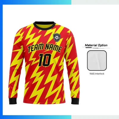 Long Sleeve Soccer Jersey with 150G Interlock Custom Sublimation Round Neck Team Uniform