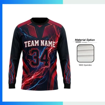 Custom Spandex Long Sleeve V-Neck Soccer Jersey with 180G 4-Way Stretch Full Sublimation Teamwear