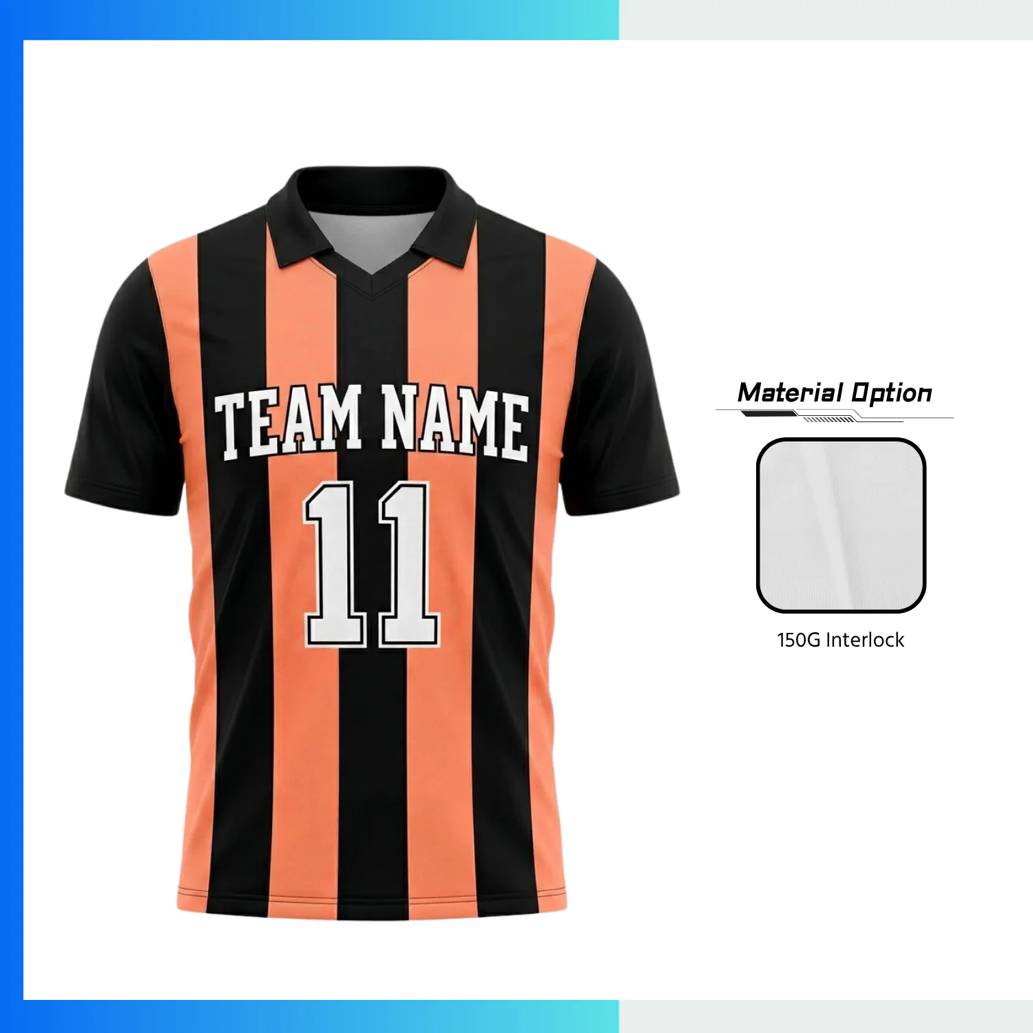 Custom Lapel V-Neck Soccer Jersey – 150G Interlock Team Kit | Full Sublimation Football Uniform