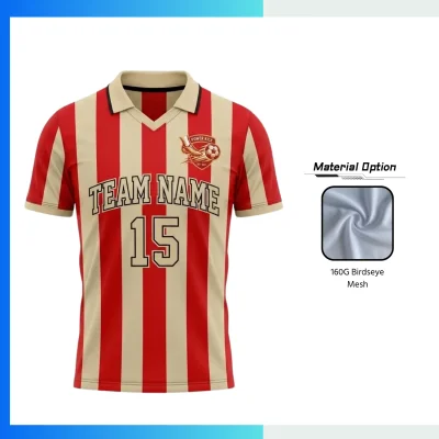 Lapel Flat V-Neck Mesh Soccer Jersey – Custom Full Sublimation 160G Birdseye Ventilation Team Uniform