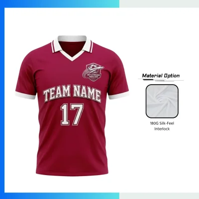 Premium Lapel V-Neck Soccer Jersey – 180G Silk-Feel Interlock Custom Sublimation Elite Teamwear