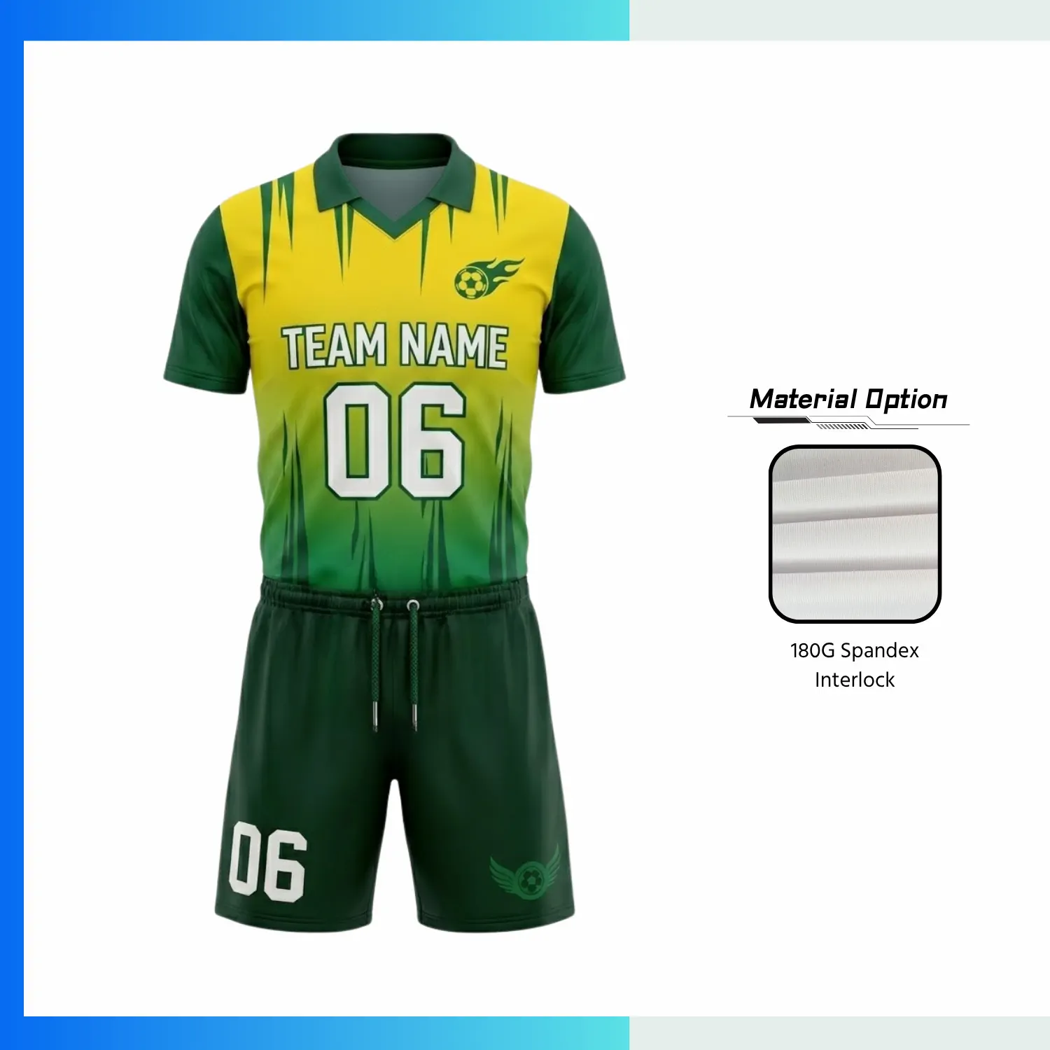 Custom Spandex Soccer Uniform Set – Compression Jersey & Shorts Full Sublimation Team Kit XS–4XL