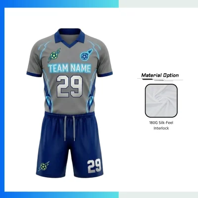 Custom Luxury Soccer Uniform Set – Silk-Feel Jersey & Shorts Full Sublimation with 180G Interlock