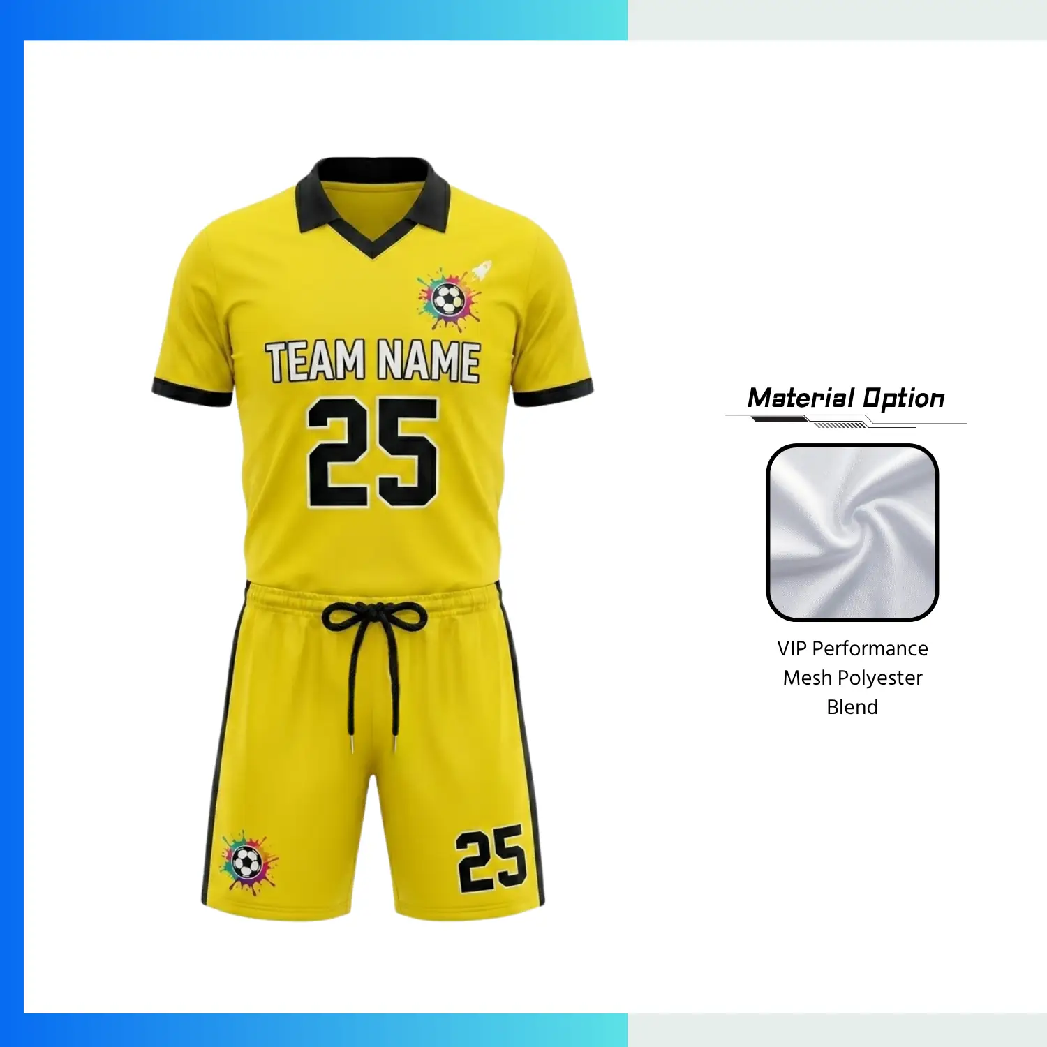 Custom VIP Performance Soccer Uniform Set – Mesh Jersey & Shorts Full Sublimation (Athletic Fit)