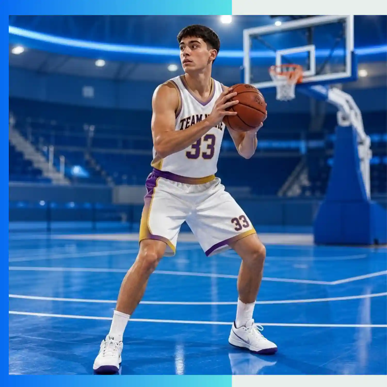 Custom V-Neck Basketball Uniform Kits with 150G Short Hole Mesh - Image 3