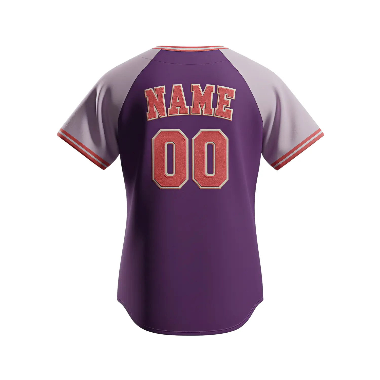 A women's full-button baseball jersey with raglan sleeves, custom sublimated with team graphics, tailored for a female athletic fit