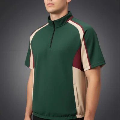 Two baseball windbreakers side by side showing different fabric textures: 709 Lamination and 50D Velvet Feel