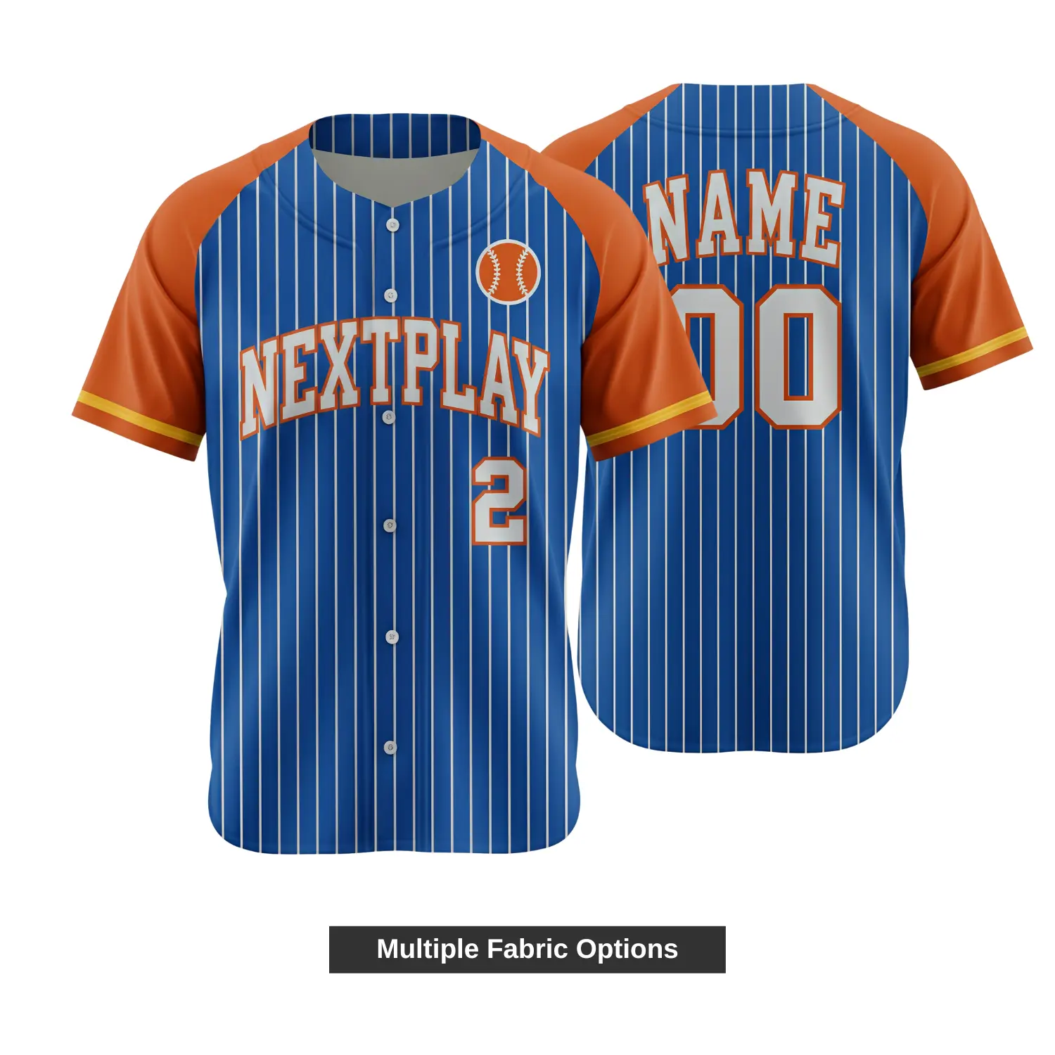 A premium full-button baseball jersey featuring vibrant all-over sublimated graphics with textured embroidered logos on the chest and sleeve.