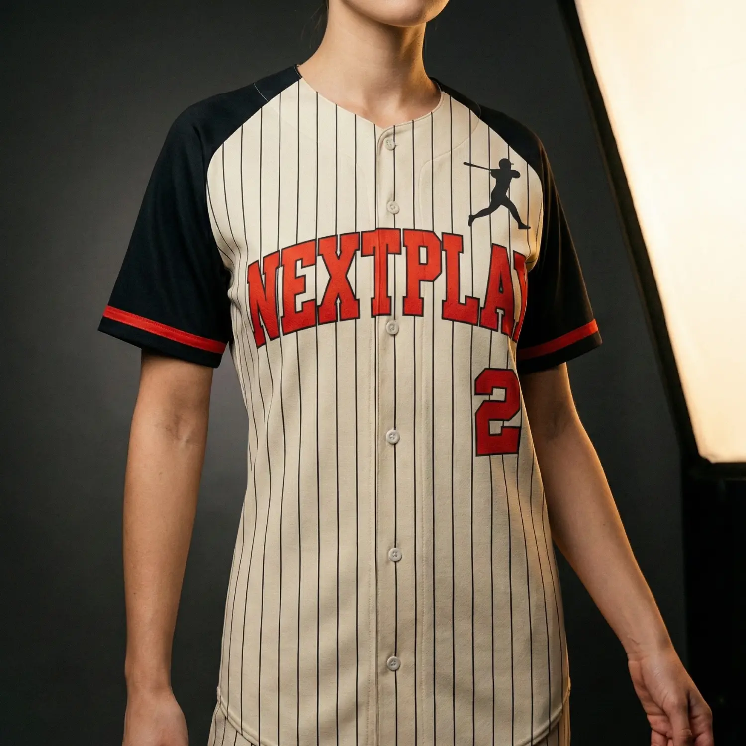 A lightweight women's full-button baseball jersey with a soft feel, featuring vibrant sublimated team graphics.