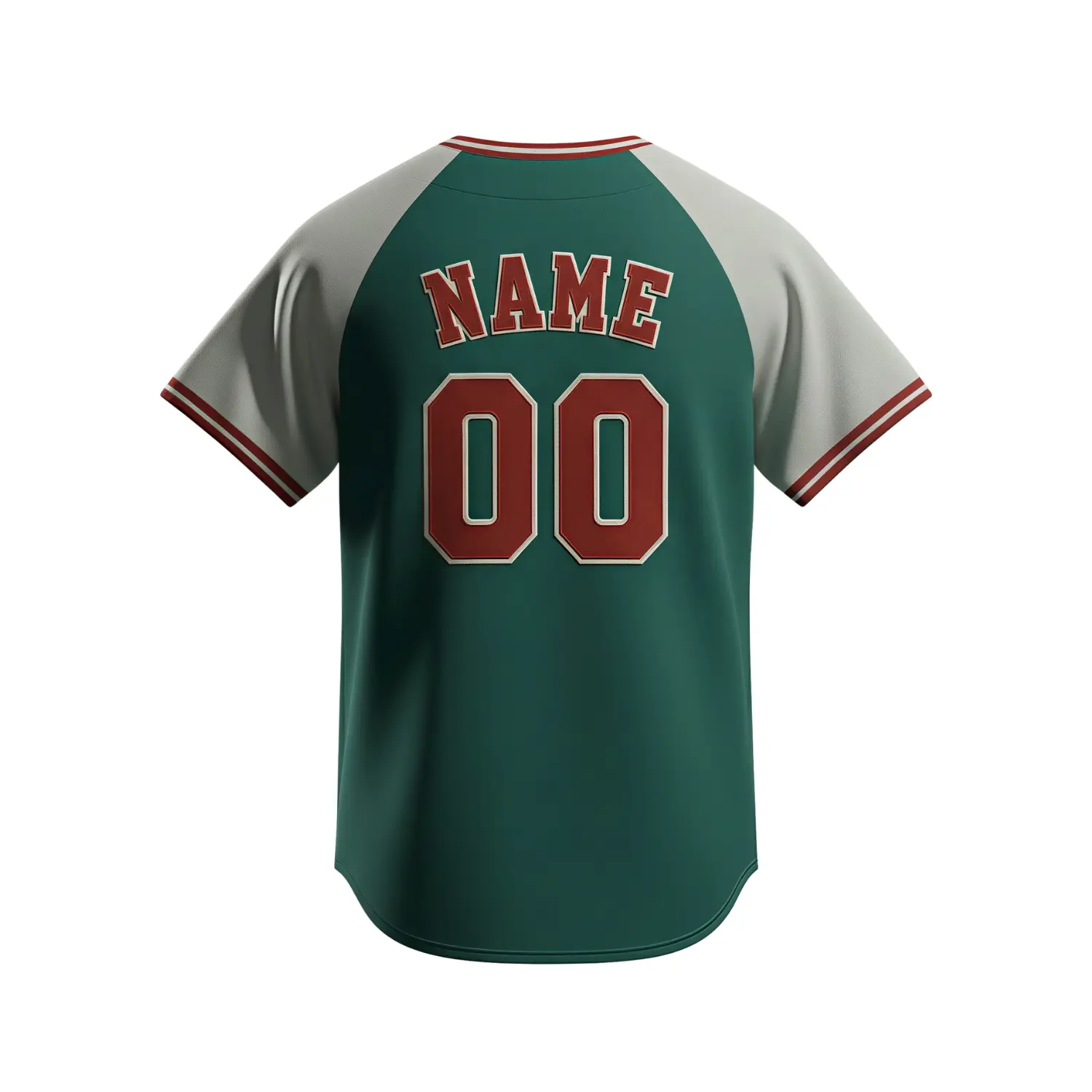 A classic full-button baseball jersey with raglan sleeves, custom sublimated with team graphics on 200G Interlock fabric.