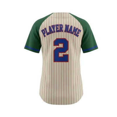 A women's full-button baseball jersey with vibrant sublimation, made from lightweight and breathable 150G Bee Eyes Mesh.