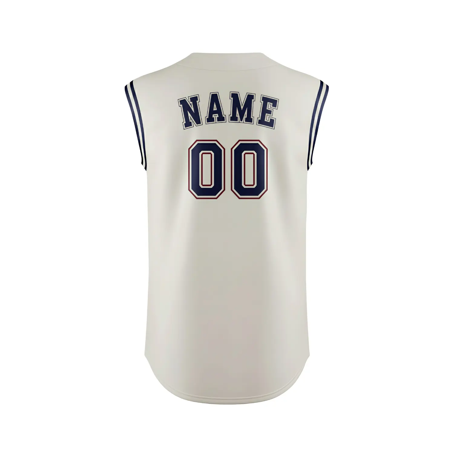 A 2-button sleeveless baseball tank jersey, fully sublimated with team graphics on durable 200G Interlock fabric.