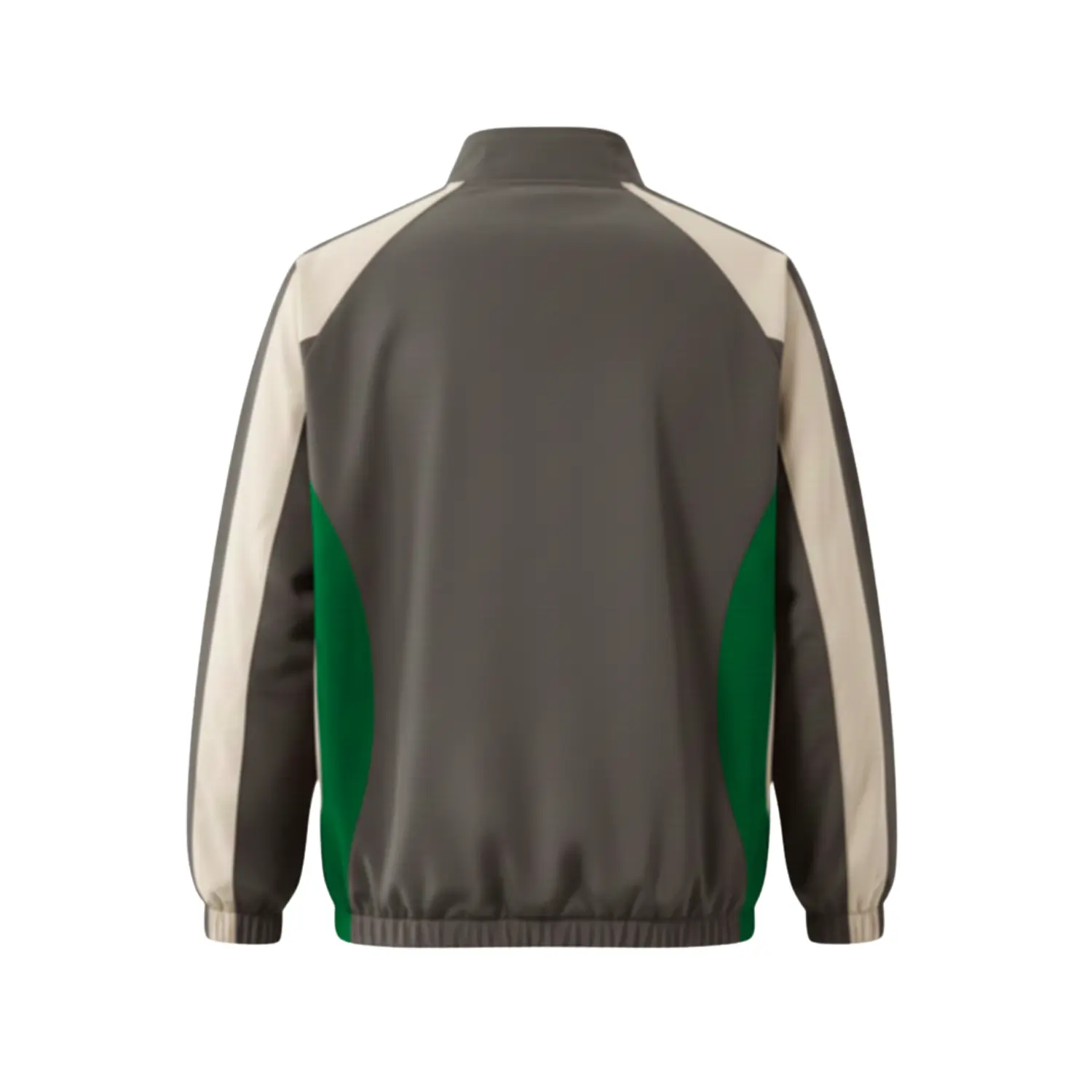 Long sleeve satin baseball windbreaker with a quarter zip, stand collar, and embroidered chest logo