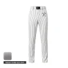 A pair of classic grey baseball pants with white vertical stripes and side piping, made from breathable Taiwan Needle Eye Mesh fabric.