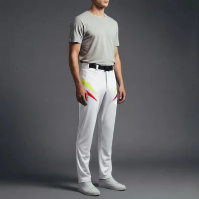 A pair of premium full-length grey baseball pants made from breathable needle eye mesh fabric with contrast side piping.