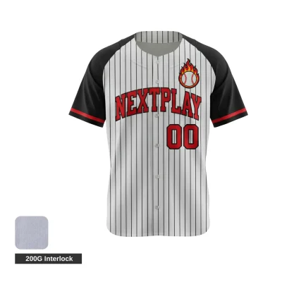 A full-button baseball jersey with vibrant sublimation and professional tackle twill embroidered player name and number on the back.