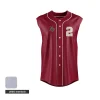 A full-button sleeveless baseball tank jersey, custom sublimated with team graphics on durable 200G Interlock fabric.