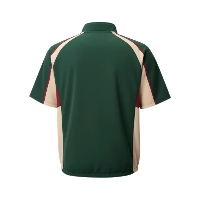 Two baseball windbreakers side by side showing different fabric textures: 709 Lamination and 50D Velvet Feel