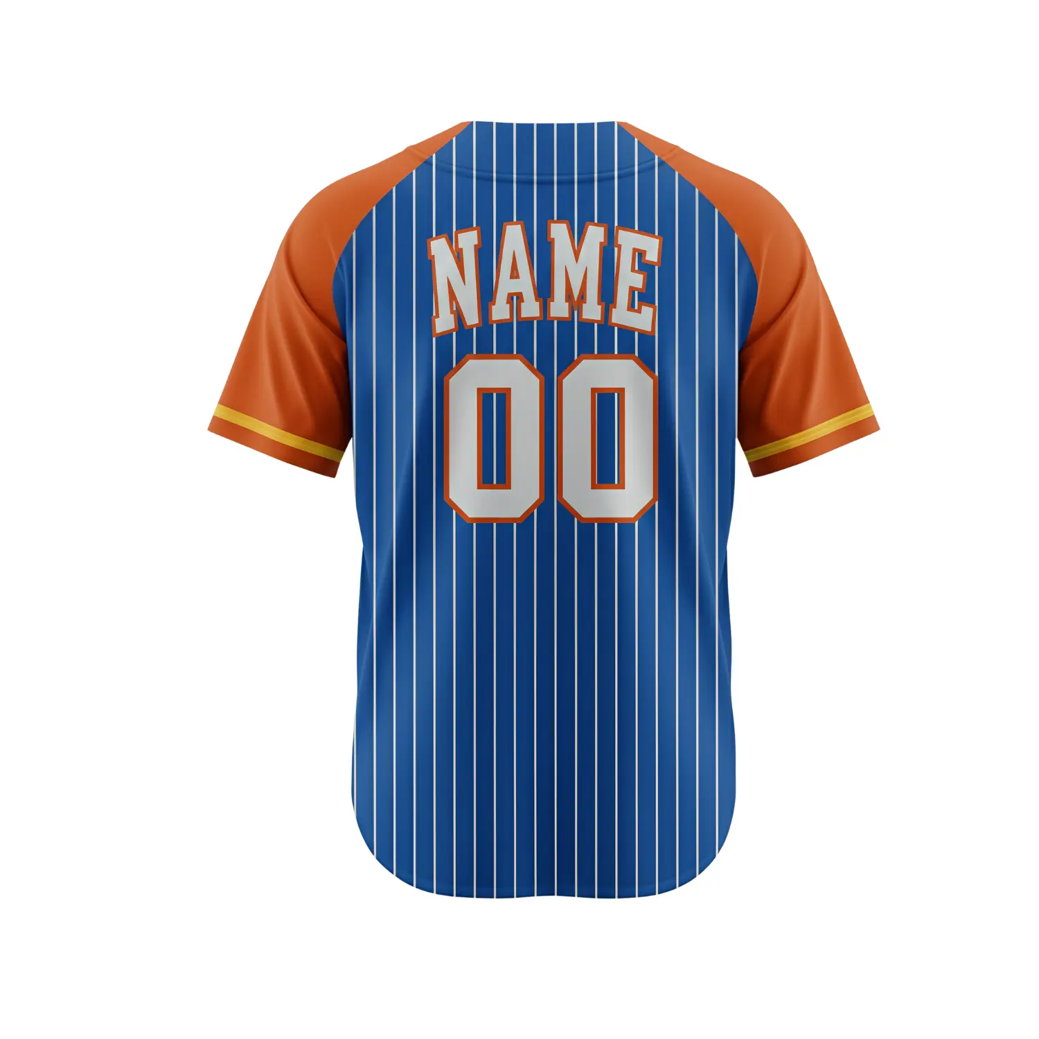 A premium full-button baseball jersey featuring vibrant all-over sublimated graphics with textured embroidered logos on the chest and sleeve.