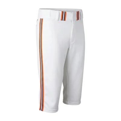 A pair of modern cropped baseball pants with vibrant, all-over sublimated team graphics, made from stretchy spandex interlock fabric.