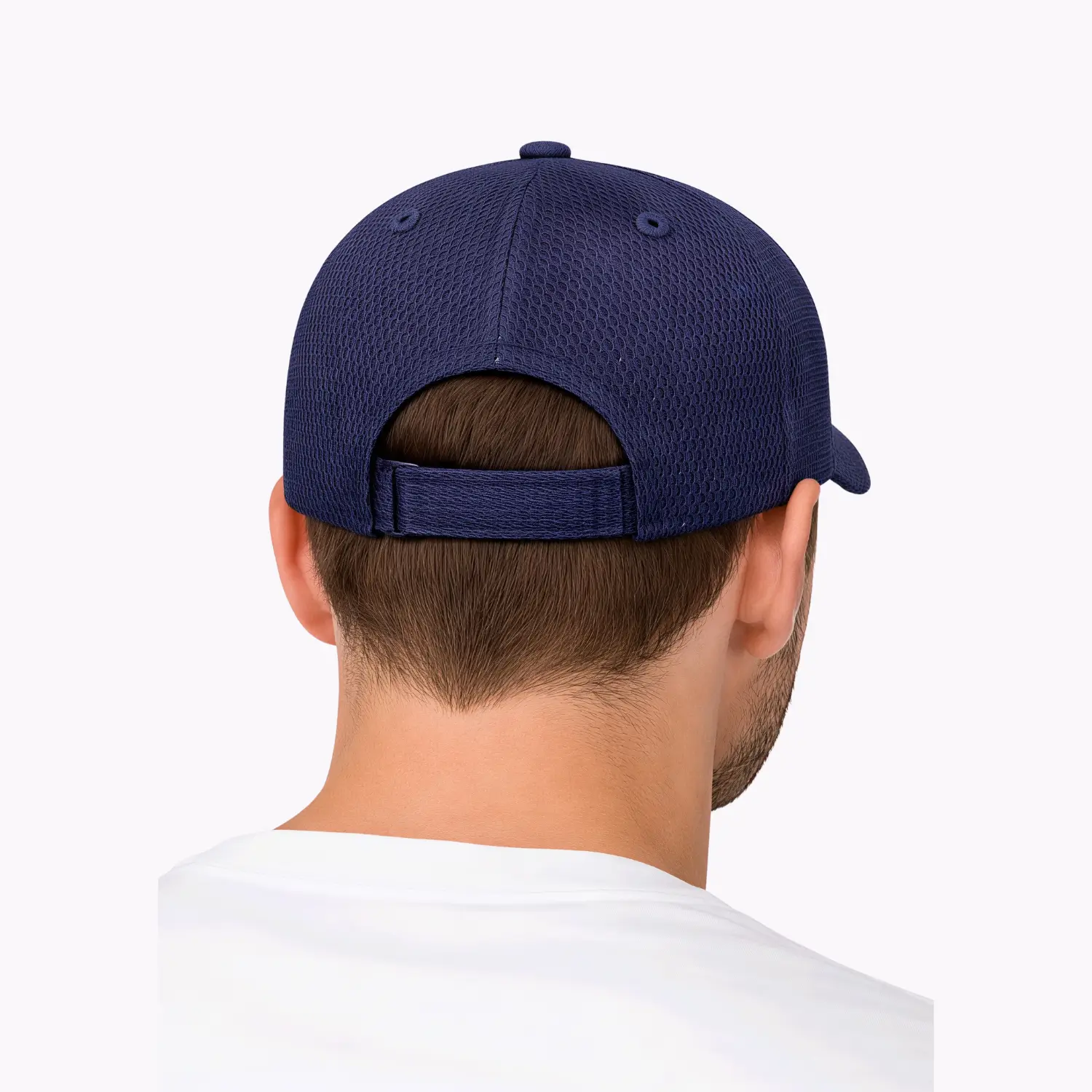 A premium structured trucker cap with a textured bee-eye lattice front panel, mesh back, and a 3D embroidered team logo.