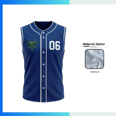 Custom Full-Button Sleeveless Baseball Jersey – Sublimated Tank Style Team Uniform