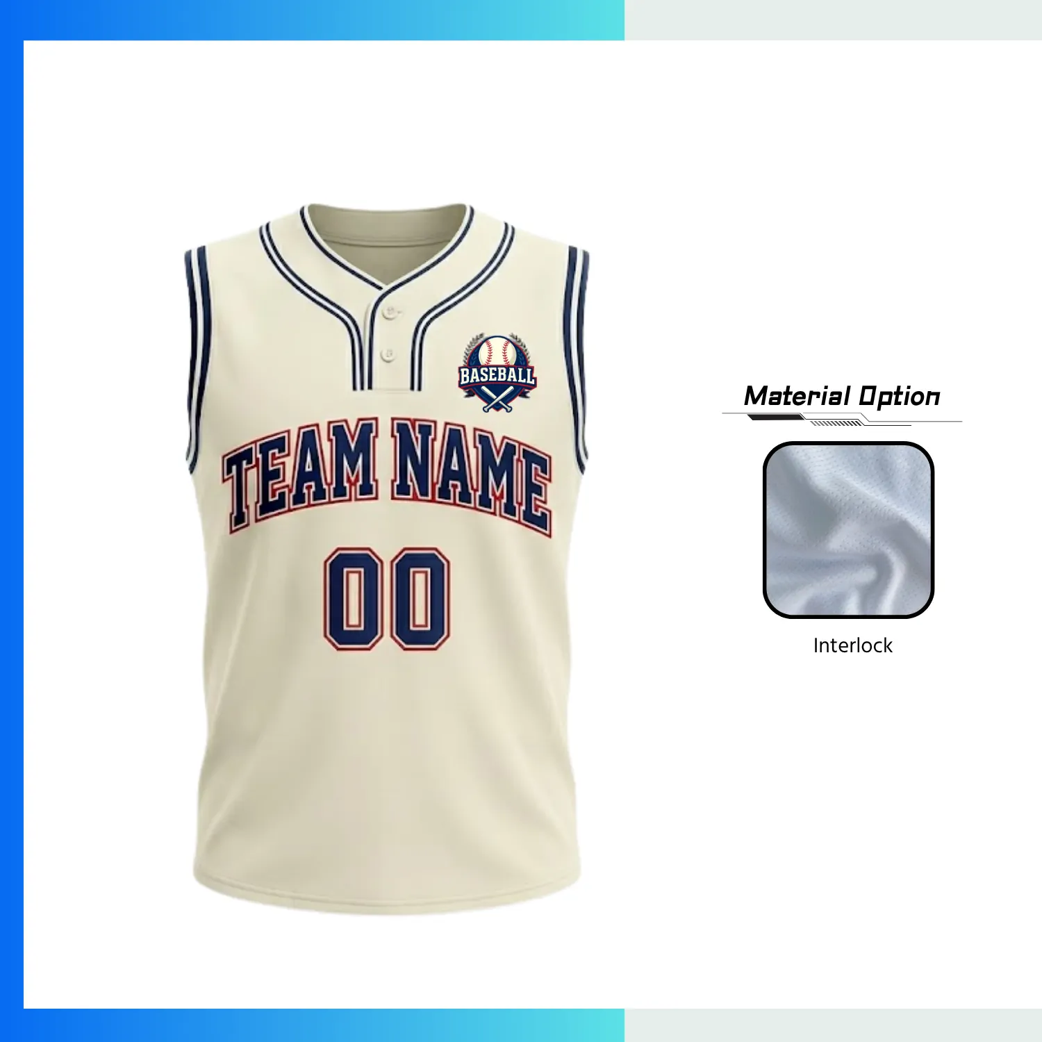 Custom 2-Button Sleeveless Baseball Jersey – Sublimated Tank Team Uniform (YXS–5XL)