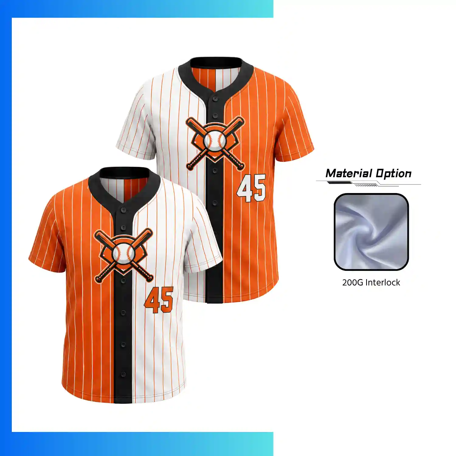 Custom Reversible Baseball Jersey – 200G Interlock Double-Sided Sublimated Team Uniform