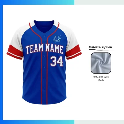 Custom Full-Button Baseball Jersey – 150G Bee Eyes Mesh Lightweight Sublimation Team Uniform