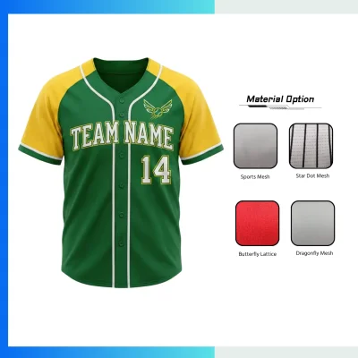 Custom Embroidered Full-Button Baseball Jersey – Solid Color Performance Mesh Team Uniform
