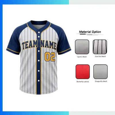 Custom Sublimated Full-Button Baseball Jersey – No Piping Performance Mesh Team Uniform