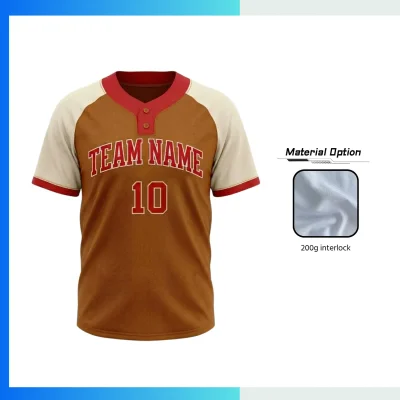 Custom 2-Button Baseball Jersey – Raglan Sleeve Sublimated Team Uniform