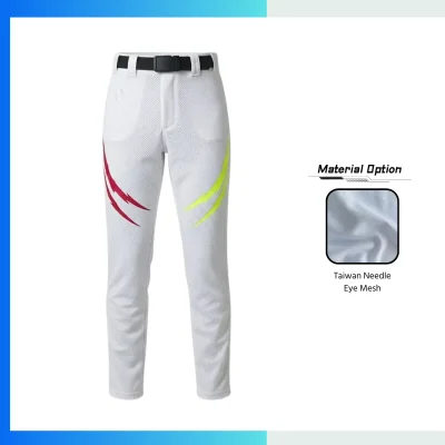 Custom Mesh Baseball Pants – Taiwan Needle Eye Breathable Full-Length Team Pants with Embroidery