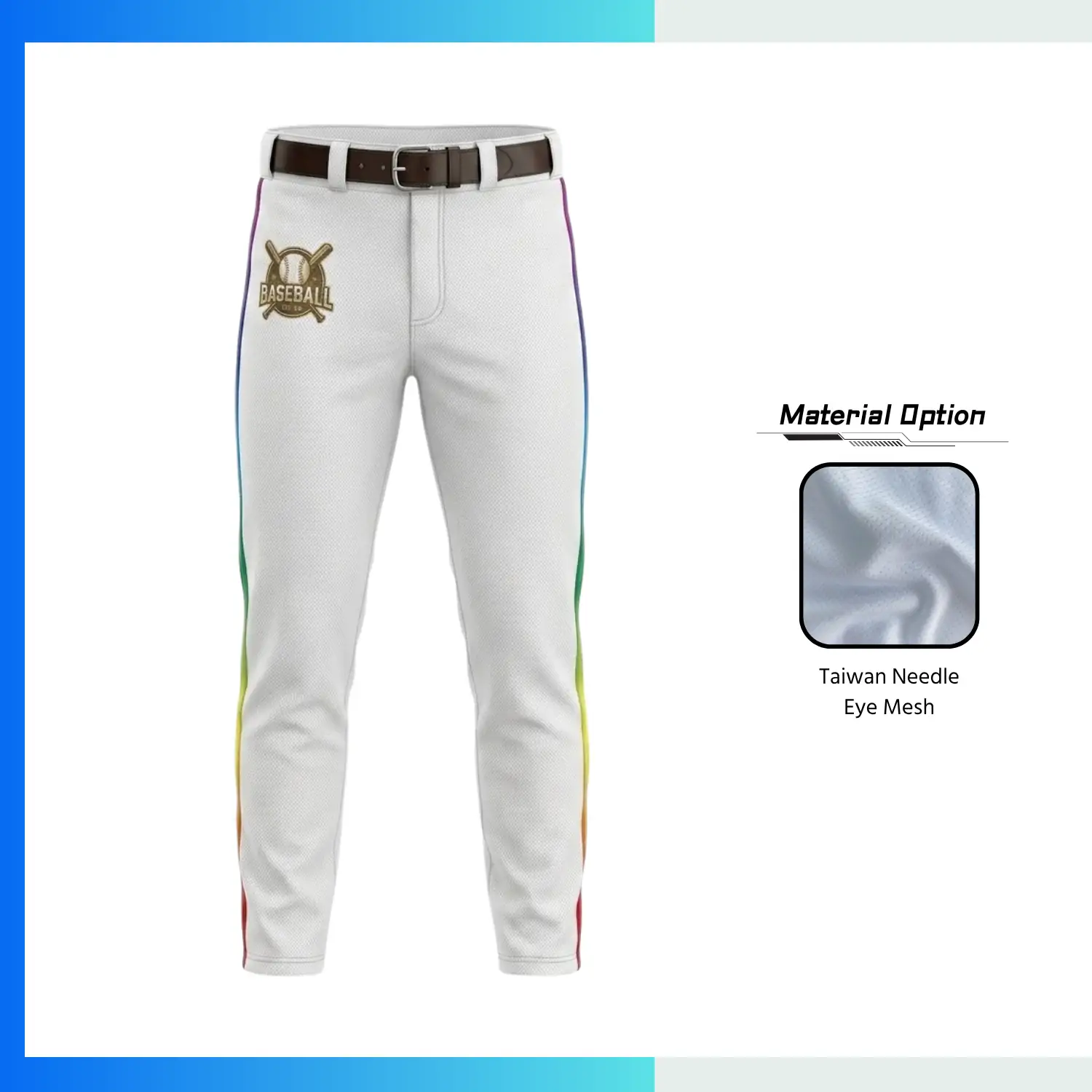 Custom Mesh Contrast Pocket Baseball Pants – Taiwan Needle Eye Breathable Full-Length Team Uniform Pants
