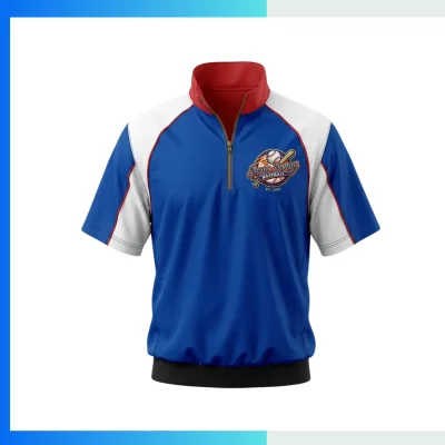 Custom Oxford Fabric Quarter Zip Windbreaker Jacket – Short Sleeve Baseball Team Jacket with Embroidery Logo