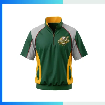 Custom Satin Quarter Zip Windbreaker Jacket – Short Sleeve Baseball Team Jacket with Embroidery Logo