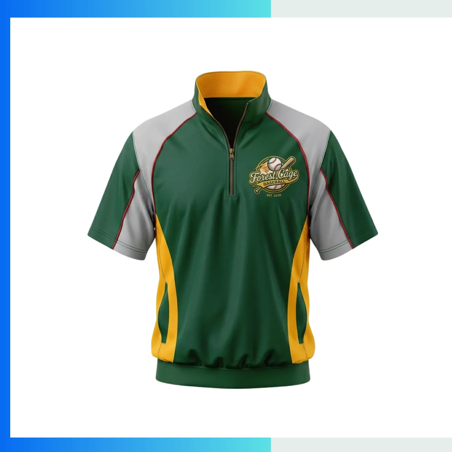 Custom Satin Quarter Zip Windbreaker Jacket – Short Sleeve Baseball Team Jacket with Embroidery Logo