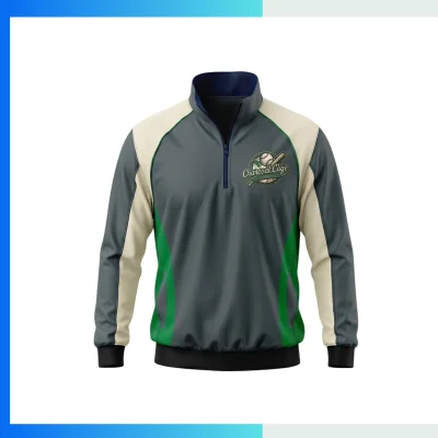 Custom Long Sleeve Satin Quarter Zip Baseball Windbreaker – 3D Embroidery Team Jacket