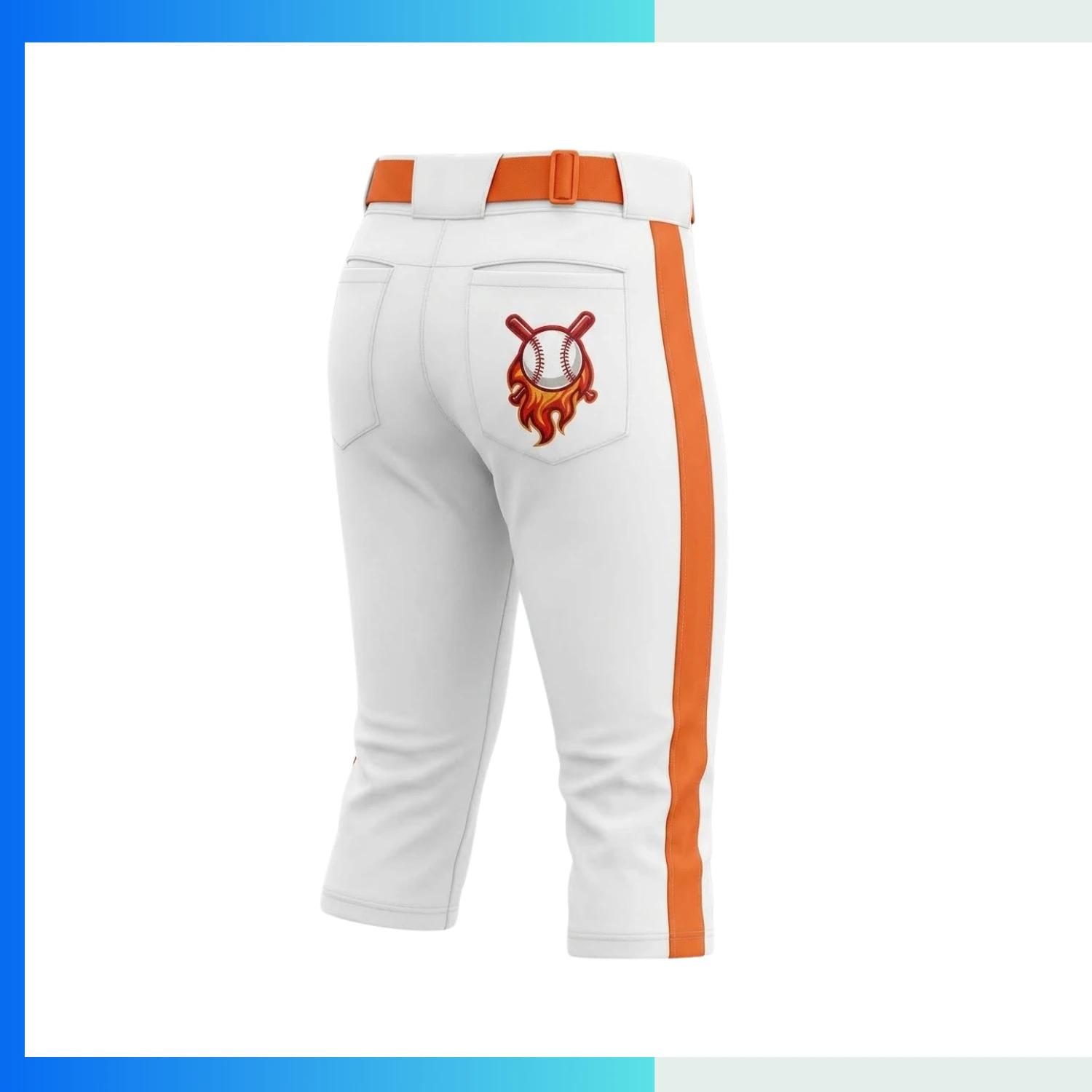 Custom Crop-Length Baseball Pants – South Korea Silk Premium Mid-Calf Team Uniform Pants with Contrast Pocket - Image 2