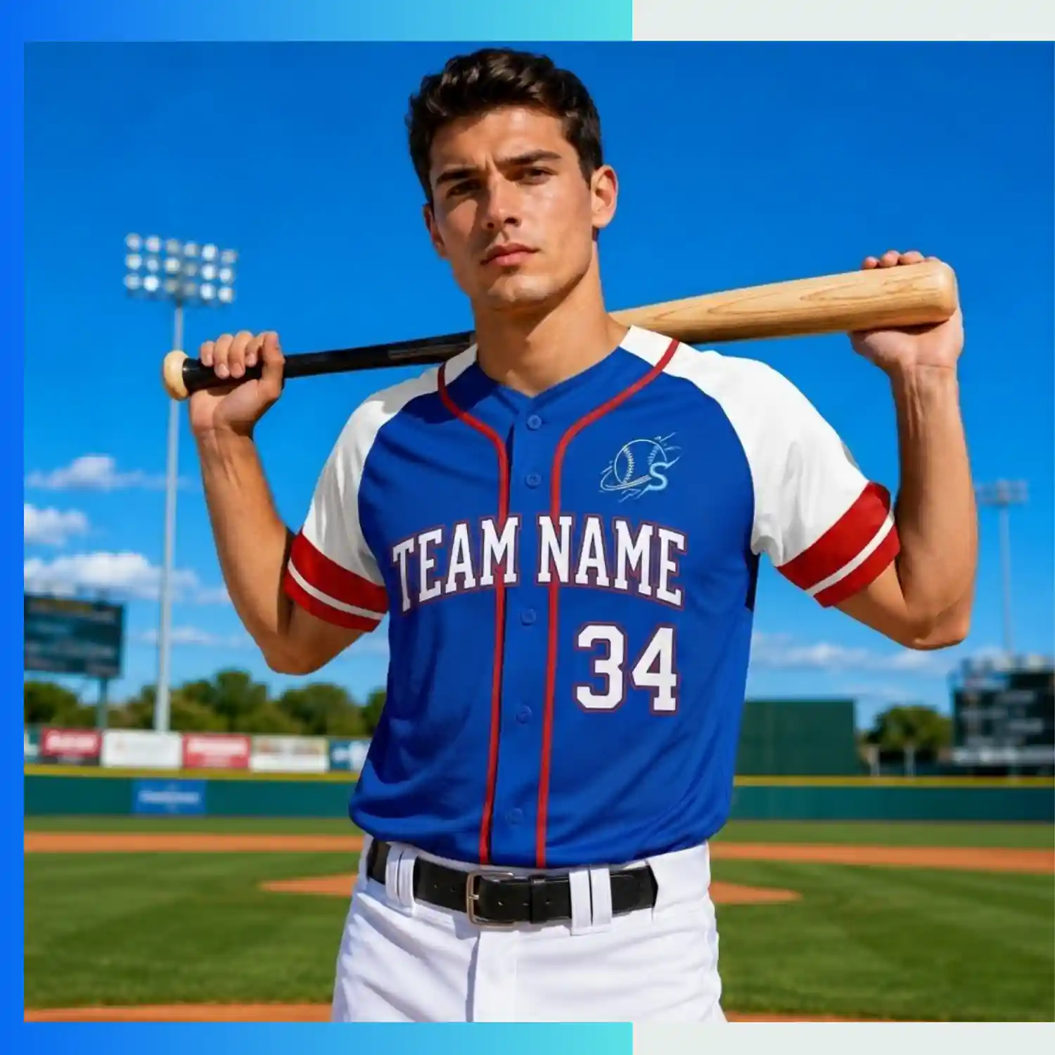 Custom Full-Button Baseball Jersey – 150G Bee Eyes Mesh Lightweight Sublimation Team Uniform - Image 3