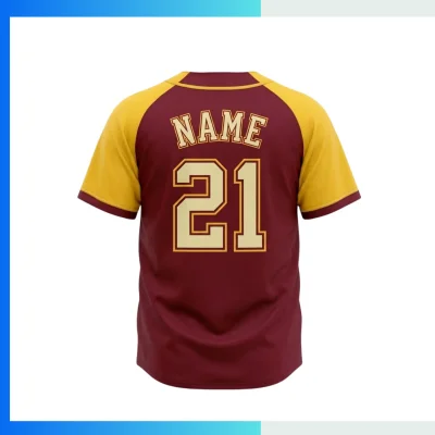 Alternative view of Custom Piped Full-Button Baseball Jersey with Embroidery – Solid Mesh Team Uniform